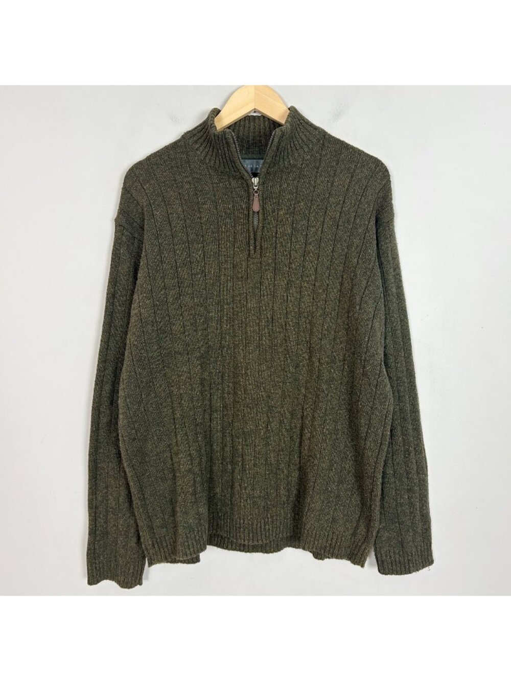 Vintage Oscar De La Renta Green Chunky Mock Neck Sweater Size XXL Men's